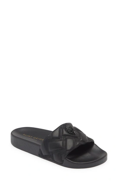 Kurt Geiger Womens Black Meena Eagle-embellished Faux-leather Flat Sandals In Black