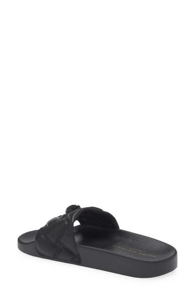 Kurt Geiger Womens Black Meena Eagle-embellished Faux-leather Flat Sandals In Black