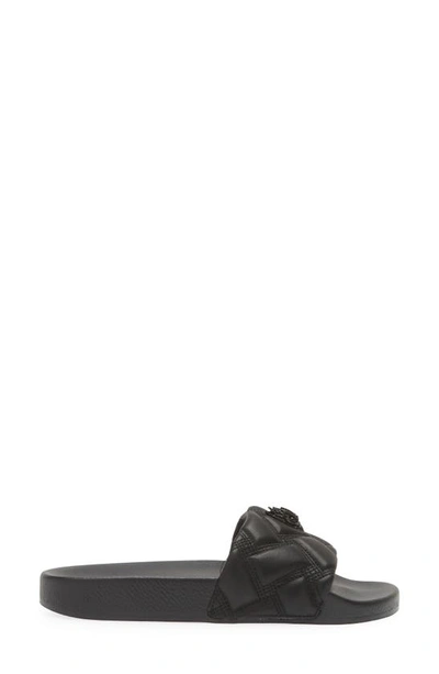 Kurt Geiger Womens Black Meena Eagle-embellished Faux-leather Flat Sandals In Black