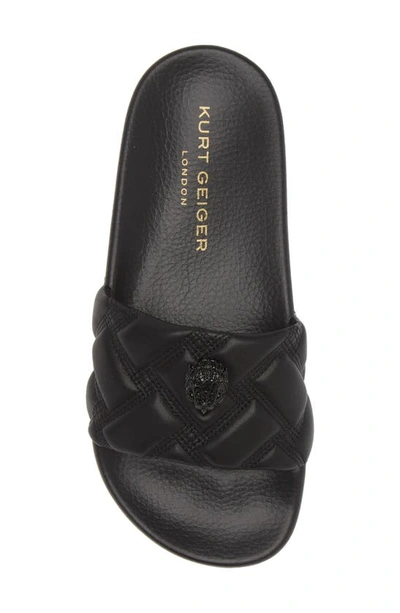 Kurt Geiger Womens Black Meena Eagle-embellished Faux-leather Flat Sandals In Black