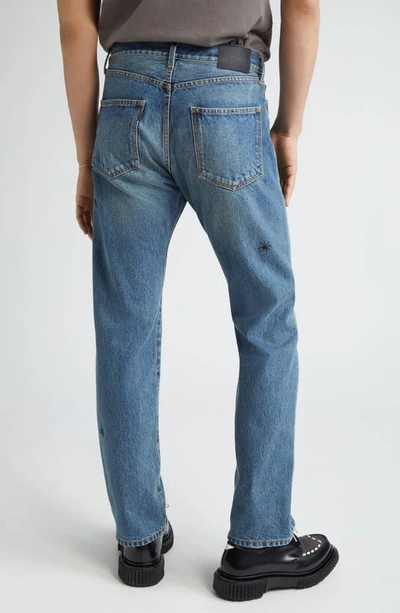 Shop Undercover Bug Embroidered Straight Leg Jeans In Light Blue Indigo