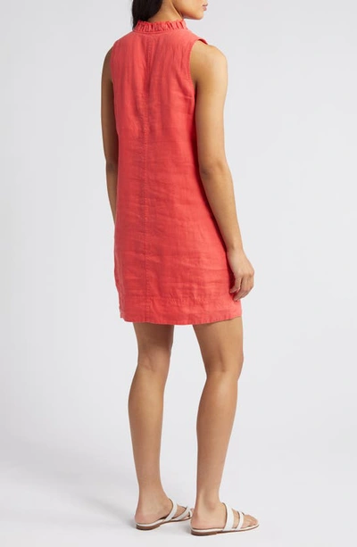 Shop Tommy Bahama Two Palms Double Ruffle Linen Dress In Bright Coral