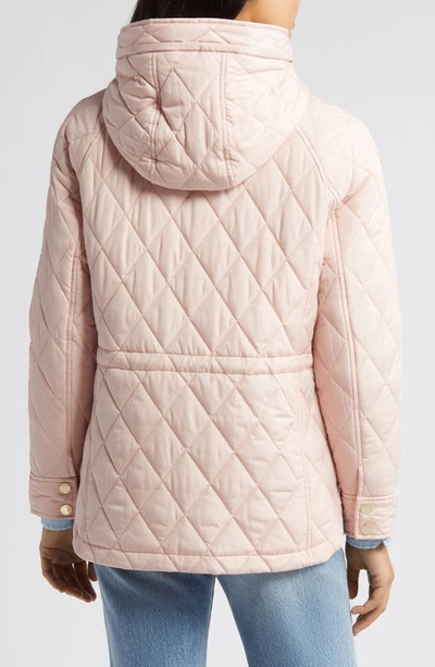 Shop Michael Kors Water Resistant Diamond Quilted Hooded Jacket In Rosewater