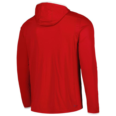 Shop Adidas Originals Adidas Red Detroit Red Wings Team Long Sleeve Quarter-zip Hoodie T-shirt