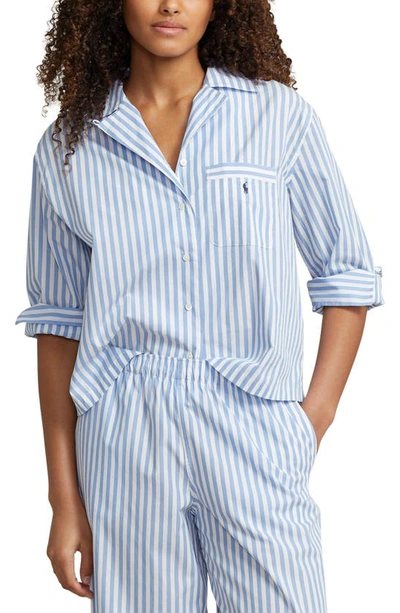 Shop Polo Ralph Lauren Cotton Poplin Pajamas In Wide Stripes