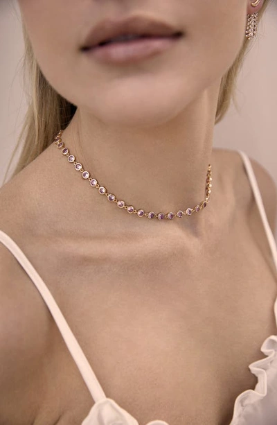 Ettika Cubic Zirconia Bezel Necklace In Pink