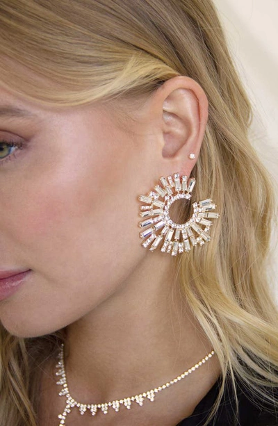 Ettika Crystal Frontal Hoop Earrings In Gold