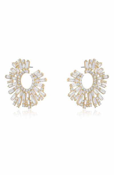 Ettika Crystal Frontal Hoop Earrings In Gold