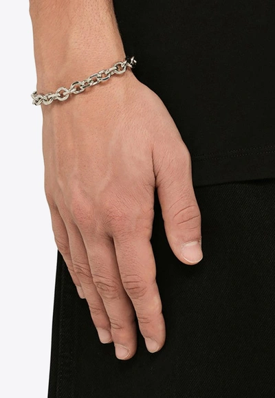 Shop Emanuele Bicocchi Cable-link Skull Bracelet In Silver