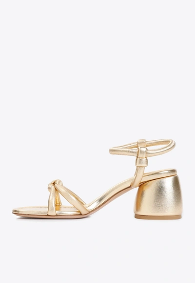 Shop Gianvito Rossi Cassis 60 Sandals In Metallic Nappa Leather In Gold