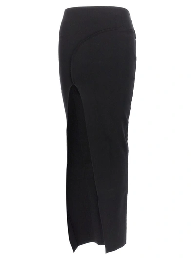 Shop Rick Owens 'theresa' Maxi Black Skirt With Wide Split At The Front In Viscose Blend Woman