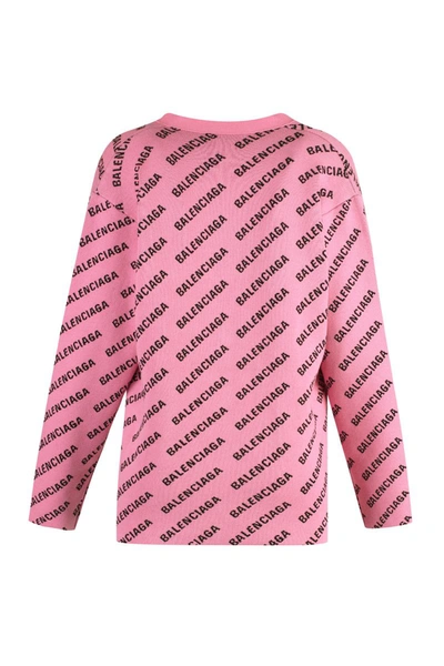 Shop Balenciaga All Over Logo Cardigan In Pink