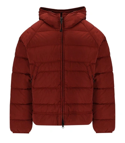 Shop Cp Company X Clarks C.p. Company  Eco Chrome-r Goggle Ketchup Hooded Down Jacket In Red