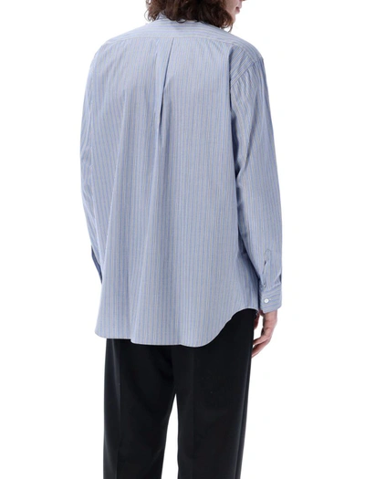 Shop Comme Des Garçons Stripes Shirt In Light Blu Navy