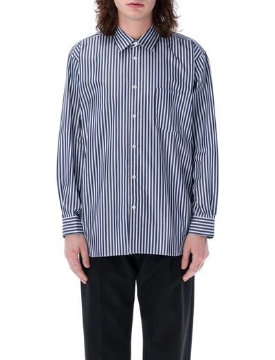 Shop Comme Des Garçons Stripes Shirt In White Blue