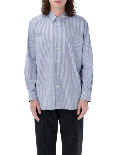 Shop Comme Des Garçons Stripes Shirt In Light Blu Navy