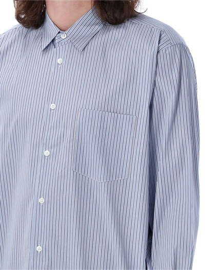 Shop Comme Des Garçons Stripes Shirt In Light Blu Navy