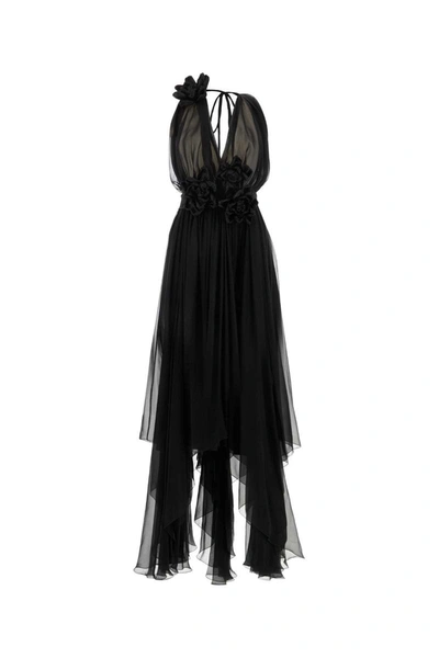 Shop Dolce & Gabbana Silk Long Dress In Black