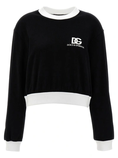 Shop Dolce & Gabbana Sweatshirt With Logo Embroidery In Black