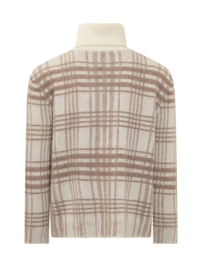 Shop Jw Anderson J.w. Anderson White, Brown And Orange Wool Blend Jumper In Off White-brown