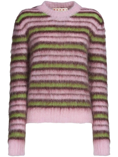 Shop Marni Stripe-pattern Mohair-blend Jumper In Multicolor