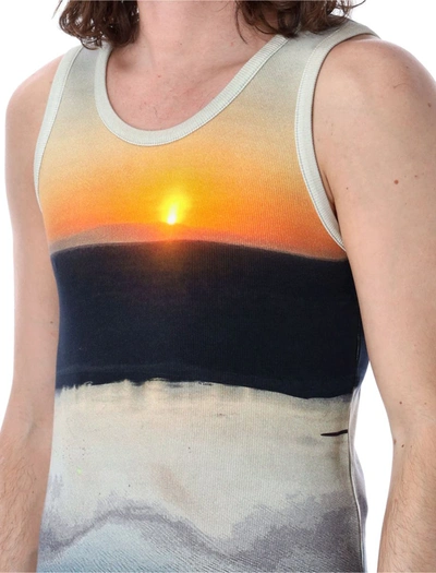 Shop Msgm Tank Top Sunrise Print In Multicolor