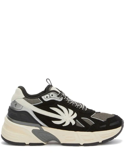 Shop Palm Angels Black Leather Blend Sneakers