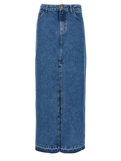 Shop Philosophy Di Lorenzo Serafini Denim Long Skirt In Blue