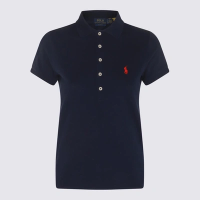 Shop Polo Ralph Lauren Navy Blue And Red Cotton Polo Shirt