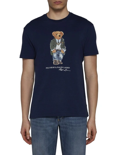Shop Polo Ralph Lauren T-shirts And Polos In Sp24 Newport Navy Hrtg Bear