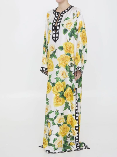 Shop Dolce & Gabbana Rose-print Caftan In White