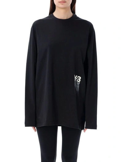 Shop Y-3 Adidas Graphic Long Sleeves Tee In Black