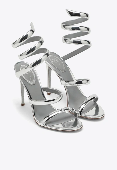 Shop René Caovilla Cleo 105 Leather Sandals In Silver