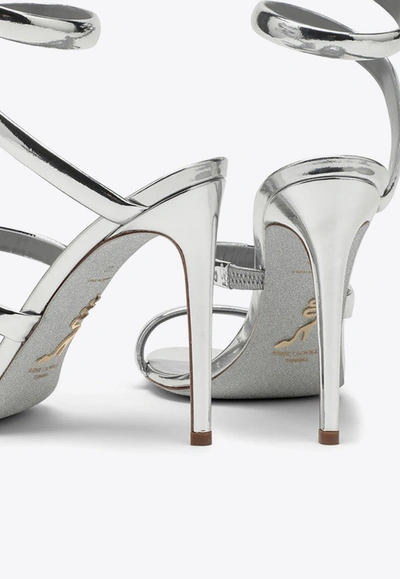 Shop René Caovilla Cleo 105 Leather Sandals In Silver