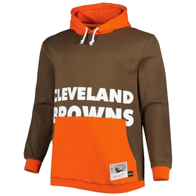 Shop Mitchell & Ness Brown/orange Cleveland Browns Big & Tall Big Face Pullover Hoodie