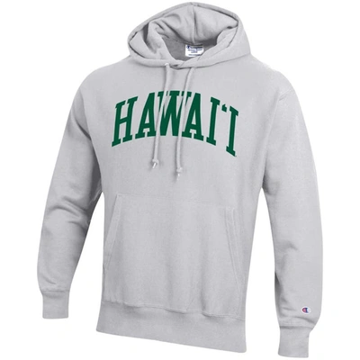 Shop Champion Heathered Gray Hawaii Warriors Team Arch Reverse Weave Pullover Hoodie In Heather Gray