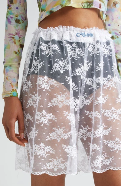 Shop Collina Strada Floral Lace Boxers In White