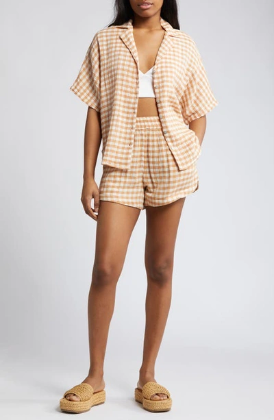 Rip Curl Premium Surf Check Cotton Shorts In Light Brown