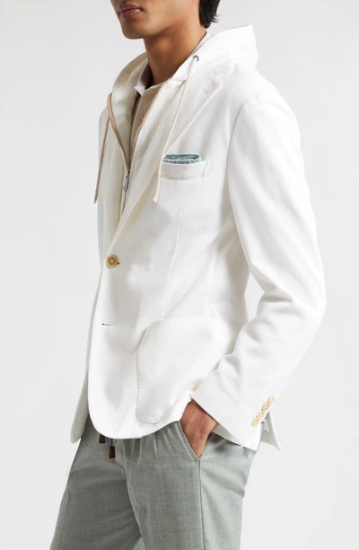 Shop Eleventy Cotton & Cashmere Sport Coat With Removable Hooded Bib In White