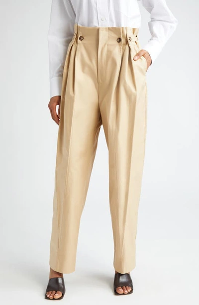 Shop Victoria Beckham Pleated Paperbag Waist Utility Pants In Honey