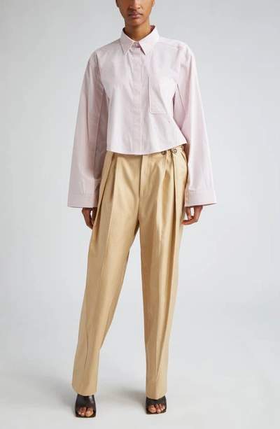 Shop Victoria Beckham Pleated Paperbag Waist Utility Pants In Honey