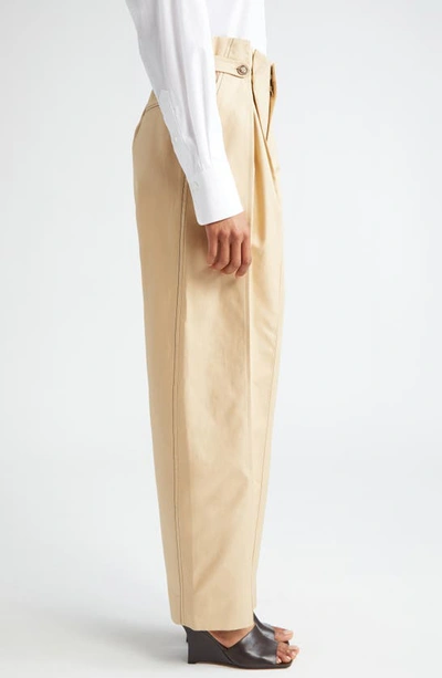 Shop Victoria Beckham Pleated Paperbag Waist Utility Pants In Honey