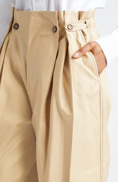 Shop Victoria Beckham Pleated Paperbag Waist Utility Pants In Honey