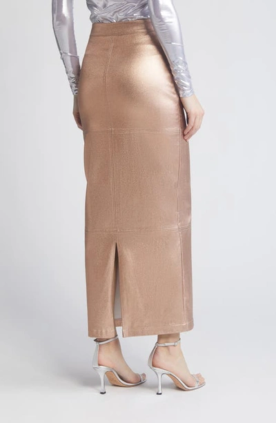 Nikki Lund Iggy Metallic Maxi Skirt In Rosegold