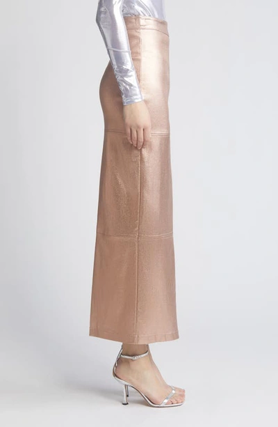 Nikki Lund Iggy Metallic Maxi Skirt In Rosegold