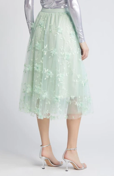 Shop Nikki Lund Audra Floral Appliqué Chiffon Maxi Skirt In Green
