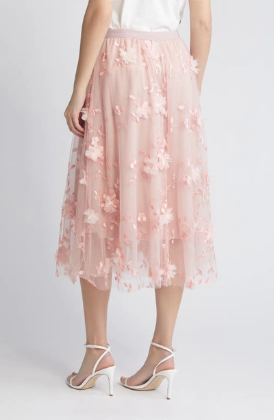Nikki Lund Audra Floral Appliqué Chiffon Maxi Skirt In Pink