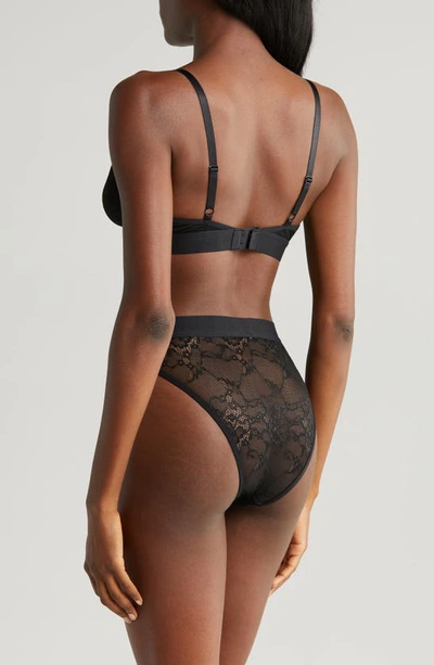 Shop Lemonade Dolls The Picot Lace High Waist Brazilian Briefs In Black