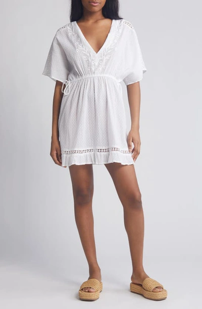 Shop Topshop Embroidered Cotton Cover-up Dress In White