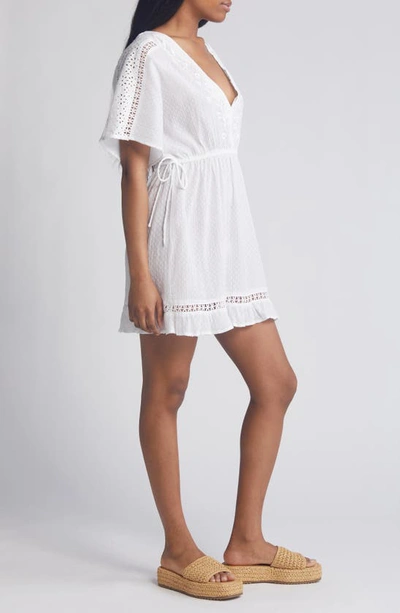 Shop Topshop Embroidered Cotton Cover-up Dress In White
